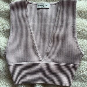 Aritzia Sculpt Knit Ribbed Crop Top in Light Purple
